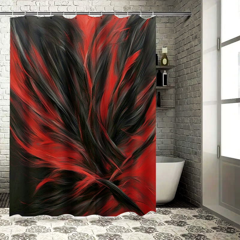 Home Bathroom Decor Ideas - Cortina de chuveiro com estampa abstrata