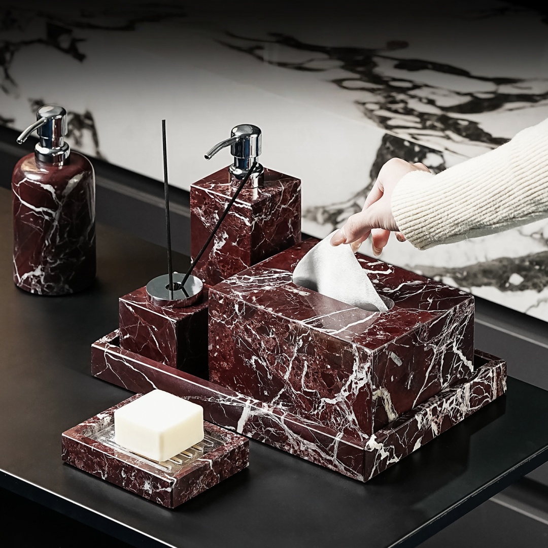 Tiny Home Bathroom Kit - Luxo mármore natural rosa levanto acessórios