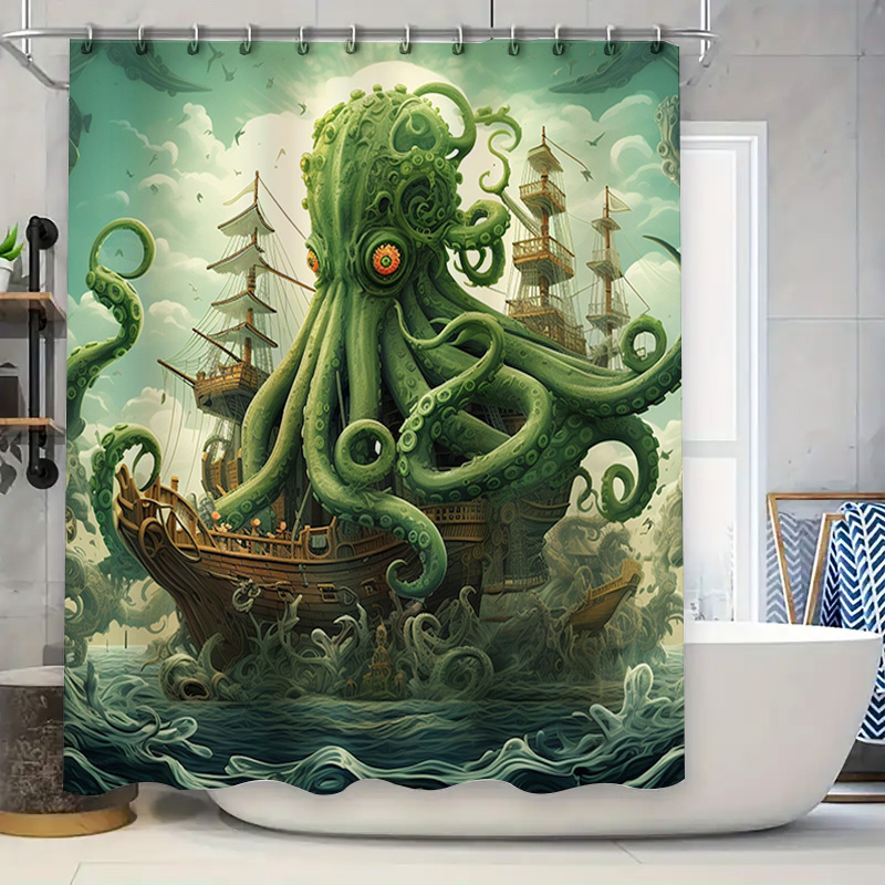 Home Bathroom Decor Ideas - Cortina de chuveiro de navio de