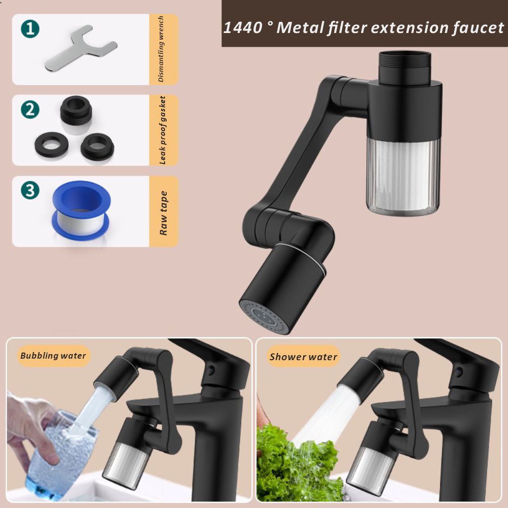 Home Bathroom Faucets - Novo Preto 1440 ° Rotativo com
