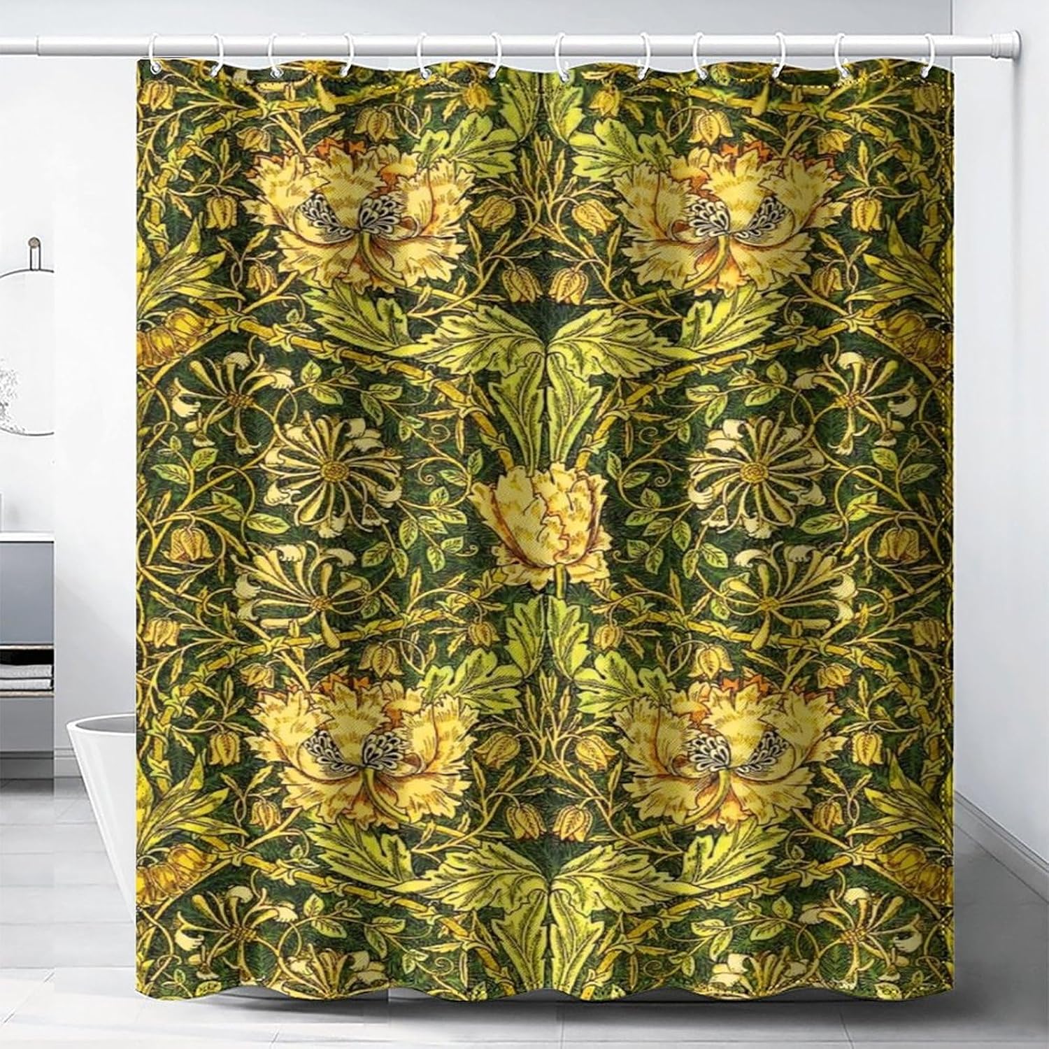 Home Bathroom Decor Ideas - Cortina de Chuveiro Botânica Impermeável Verde