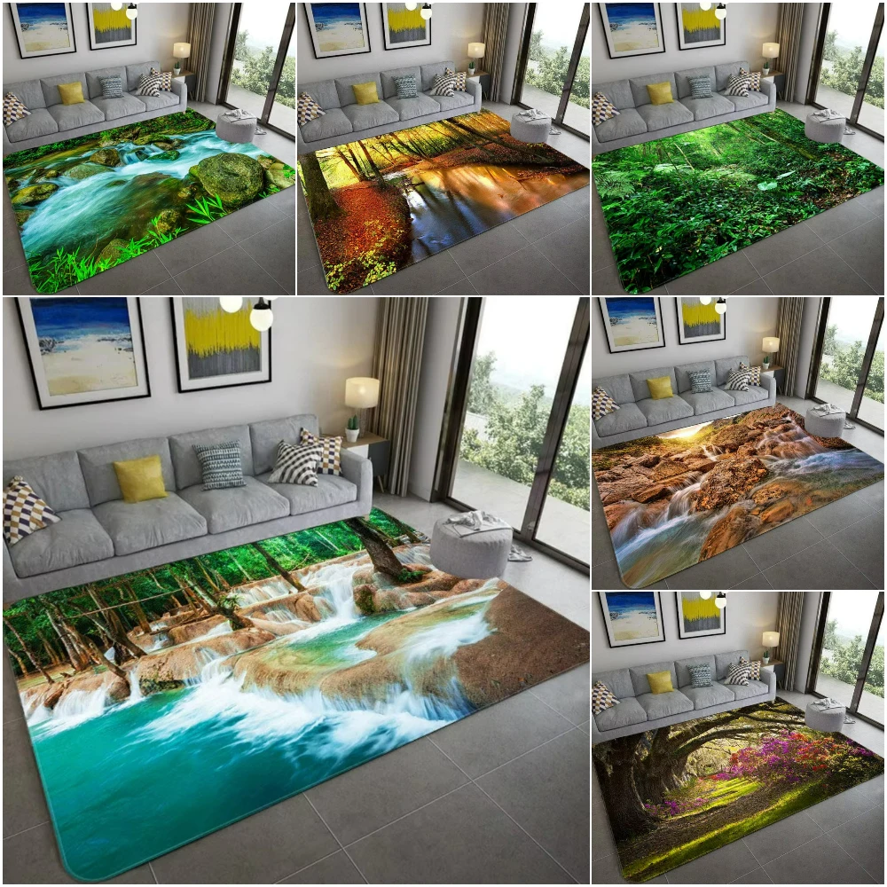 Home Bathroom Decor Ideas - Natureza inspirado 3d cenário tapete macio