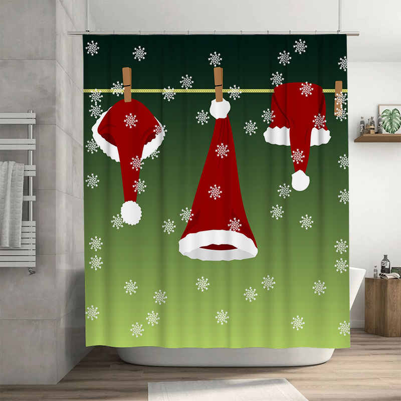 Home Bathroom Decor Ideas - Tu festivo natal cortina de chuveiro