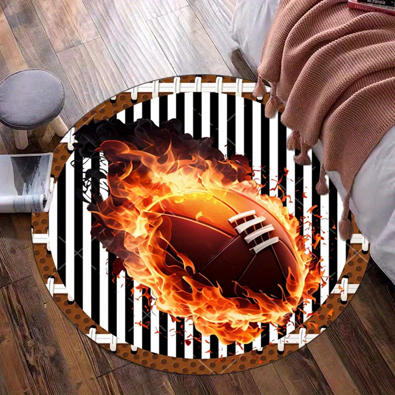 Home Bathroom Decor Ideas - Flaming futebol redondo tapete para sala