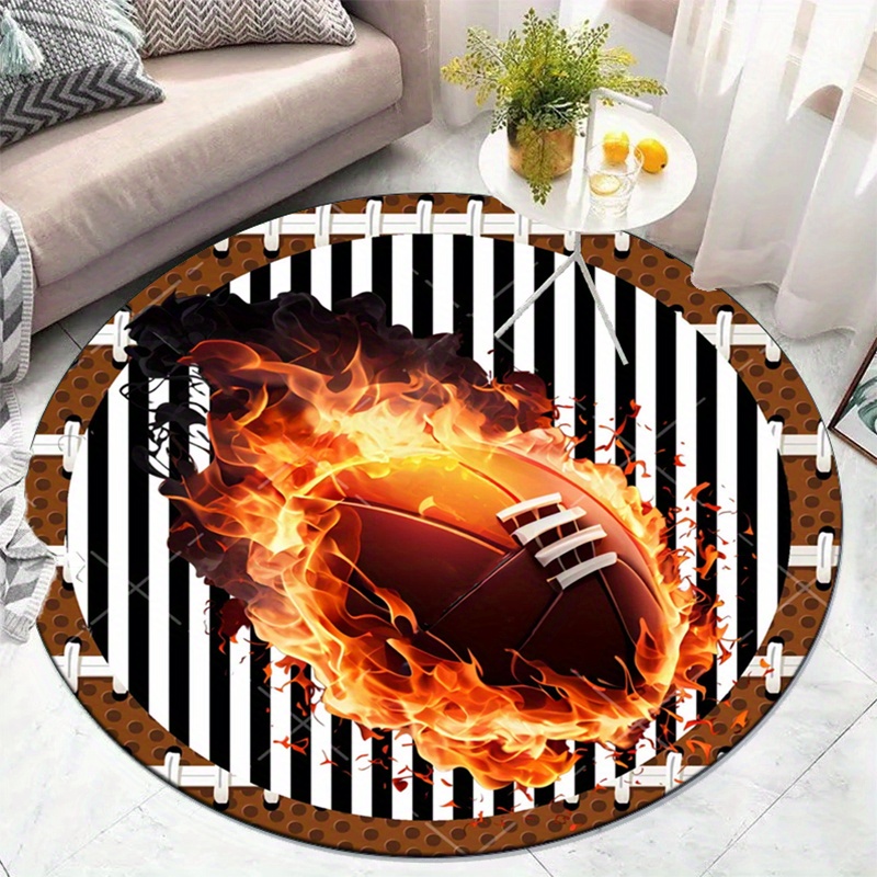 Flaming futebol redondo tapete - Home Bathroom Decor Ideas avaliação e preço
