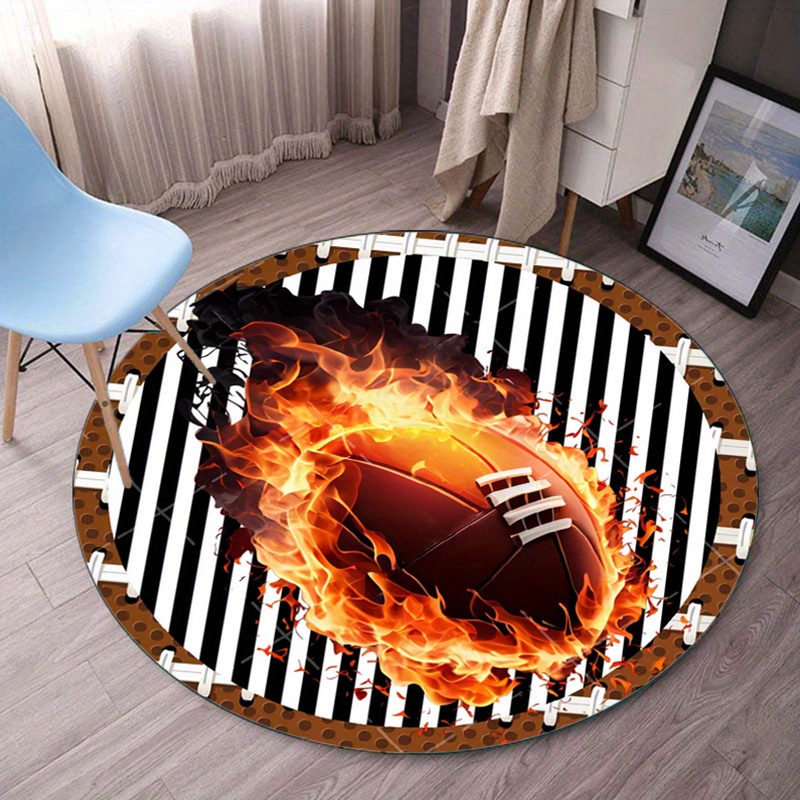 Flaming futebol redondo tapete - Home Bathroom Decor Ideas avaliação e preço
