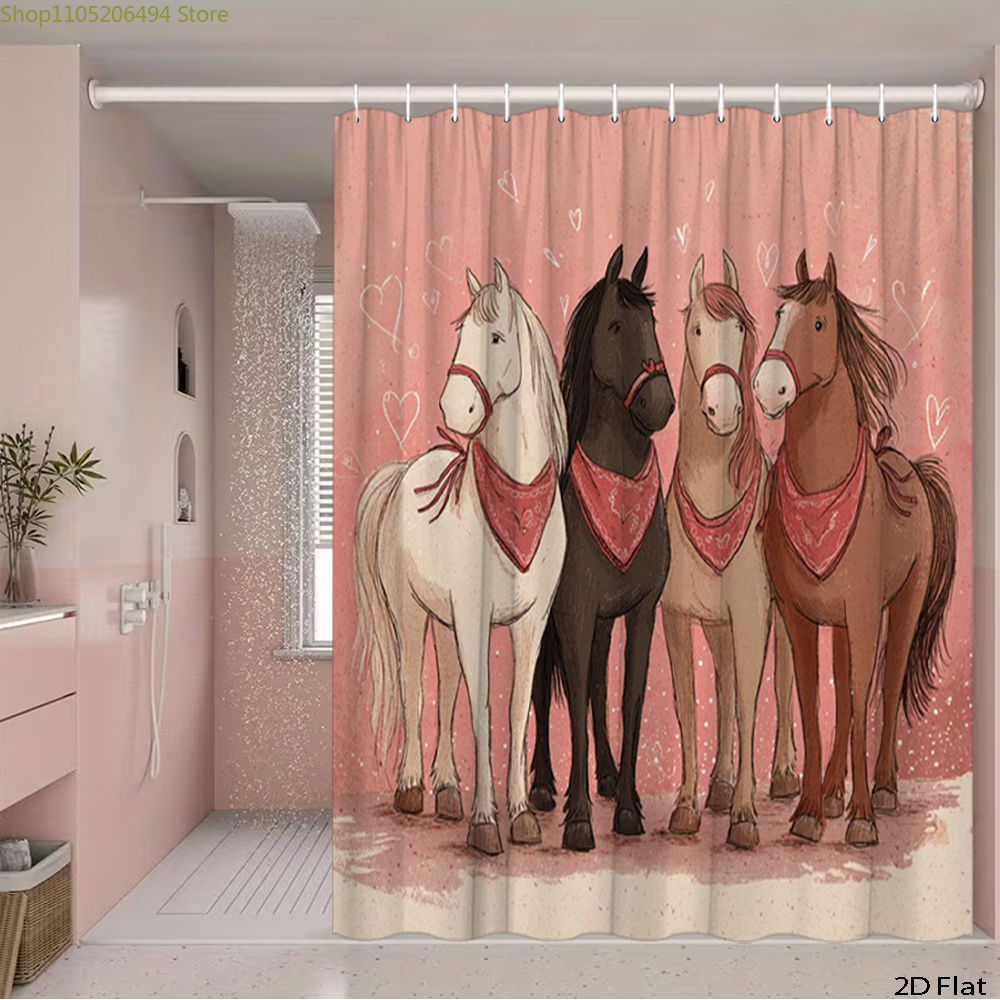Cortina de chuveiro com cavalo - Home Bathroom Decor Ideas avaliação e preço